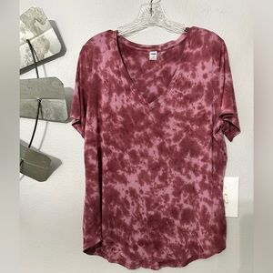 OLD NAVY size L Tie Dye Burgandy short sleeve top